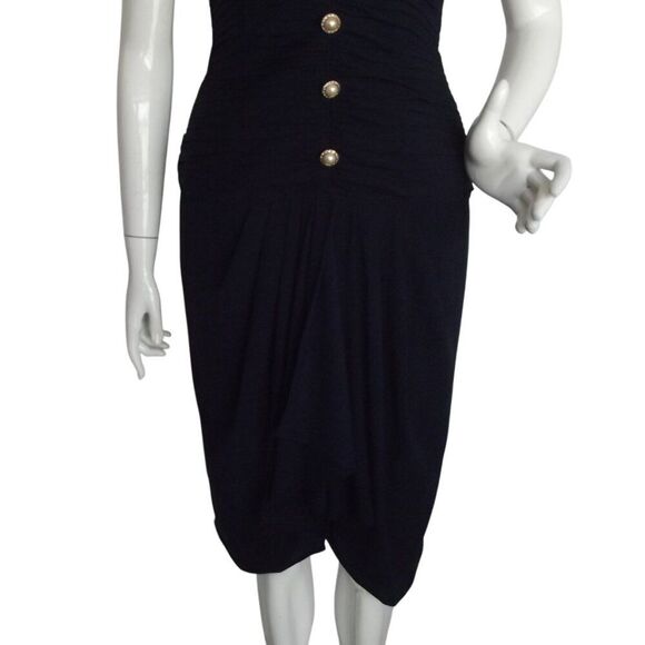 ST.GILLIAN Silk Dress, 6, Navy, Tiered Bodice, Layered Skirt. Spaghetti straps - Picture 12 of 15